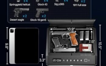 TOPMEDA Large Biometric Gun Safe Fits 4 Pistols