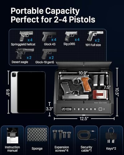TOPMEDA Large Biometric Gun Safe Fits 4 Pistols: Review